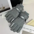 Grijze gewatteerde wintersport handschoenen voor heren en dames, touchscreen-vriendelijk. - Letter SPORTS Fleece Sportstijl / donkergrijs