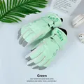Lichtgroene winterskihandschoenen met verstelbare polsband en thermische fleecevoering - Kleurblok Bloemenstijl (087) / Groen