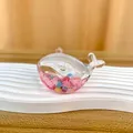 Cute whale-shaped acrylic liquid quicksand keychain pendant with pink glitter flakes - Independent OPP Bag Packaging / No Buckle [Pink] Luminous Snowflake Whale