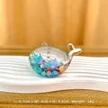 Cute whale-shaped acrylic quicksand keychain with ocean theme blue liquid and corals - Independent OPP Bag Packaging / No Buckle [Blue] Luminous Snowflake Whale