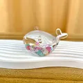 Cute transparent whale-shaped acrylic quicksand keychain featuring colorful beads and sequins - Independent OPP Bag Packaging / No Buckle [White] Luminous Snowflake Whale