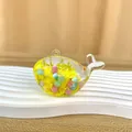 Cute whale acrylic liquid quicksand keychain with yellow glitter and colorful beads - Independent OPP Bag Packaging / No Buckle [Yellow] Luminous Snowflake Whale