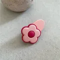 Lindo clip de pelo con flor rosa de estilo coreano y un diseño de clip ovalado mate - Flor Rosa de Aleación / Rosa