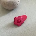 Lindo pasador de pelo con forma de flor rosa para niñas, accesorio de cabello estilo coreano - Pinza de pico de pato con flor de cinco pétalos (B3.3) / 1 Pieza / Rosa intenso