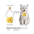 Elastic adjustable pet pearl necklace featuring a vibrant yellow flower accent for cats - One Size / Pearl Yellow Flower