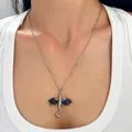 Elegant vintage black enamel flying dragon pendant necklace in a silver finish for women - Dragon Necklace (WG-0501) / Black