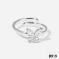Elegante vlinderring van roestvrij staal met zirkonia steentjes, zilverkleurige afwerking - Ring (D919) / Zilver
