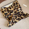 Elegant retro leopard print fabric covered hair claw clip with square cloth design - 2 Hair Scrunchie - Dark Coffee