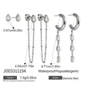 Stainless steel zircon tassel earrings set with waterproof and hypoallergenic features - Waterdrop Rhinestone Set (JDE0311194-S) / Silver
