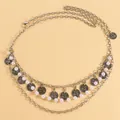 Vintage-Hüftkette im Bohème-Stil mit Münzanhängern und Perlen-Details - 80 Weißgold-Ton Ethnische Perlenmünze (H-162)