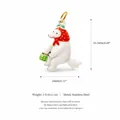 Whimsical white polar bear enamel charm pendant in stainless steel with size measurements - Wolf Pendant Only (Without Chain) / 20.3x18mm / White/Hand Basket