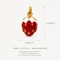 Red enamel strawberry pendant charm in 18K gold plated stainless steel with size specs - Pendant Only (Without Chain) / Red Strawberry