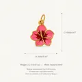 Pink enamel flower pendant in 18K gold plated stainless steel with dimensions - Pink Flower Charm