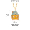 Vintage copper fairy tale house locket necklace with colorful blue enamel finish - Blue & Yellow Gingerbread House Locket Necklace / Blue-Yellow