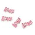 Juego de cuatro dijes LOVE de esmalte rosa para accesorios de pulseras de medallón DIY - Letra LOVE-Rosa (Pack de 4)