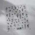 Nagelstickers in Chinese inktstijl met ontwerpen van bloemen en goudvissen voor kunst - Inkt Goudvis Stijl (TS-3742)