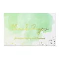 Élégante carte de remerciement aquarelle verte pour soutenir ma petite entreprise avec or - Style de carte 121 (Aquarelle verte bronzage) / 5.4x9cm (50 pièces/paquet)