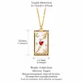 Gold plated Tarot card pendant necklace 'The Lovers' with red heart and crystals - LOVERS