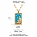 Elegante collana tarocchi Regina di Coppe con finitura dorata, smalto blu e diamanti sintetici - Regina di Coppe