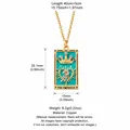 Gold plated Tarot card necklace with teal enamel The Empress pendant and crystals - The Empress