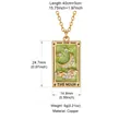 Gold-plated green enamel Tarot The Moon pendant necklace with sparkling rhinestones for women. - Moon