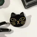 Cute black cat hair clip made of acrylic for Halloween fashion accessories - Smiling Cat Clip