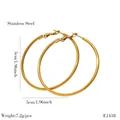 Große 5cm goldene Edelstahl-Creolen für Damen, leichtes Vintage-Minimalismus-Design - 5cm Goldene Creolen