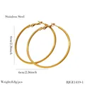 Große 6cm vergoldete Edelstahl-Ohrreifen, minimalistischer Retro-Schmuck für Damen - 6cm Goldene Creolen