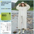 Impermeabile lungo in EVA color crema con cappuccio per adulti, design impermeabile - Taglia unica / Top / Beige