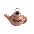 Miniature teapot-shaped pendant in glossy tan finish for DIY necklaces and bracelets - Brown Teapot Pendant (Style 4)