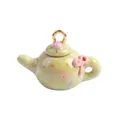 Cute miniature teapot pendant jewelry charm featuring pink bow and green speckled finish - Green Teapot Pendant (Style 15)