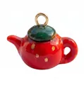 Cute red strawberry shaped teapot charm pendant with gold loop for DIY jewelry making - Red Teapot Pendant (Style 3)