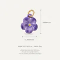 Purple enamel flower pendant accessory in alloy metal with weight and dimensions shown. - 2 Purple Small Flower