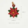 Colgante de flor de pascua roja de Navidad en aleación con anillo de oro joyería - Poinsettia Roja (11)