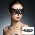Elegant black lace masquerade half-face mask for women with intricate embroidery details - 03-Cat Face