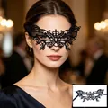Elegant black lace masquerade mask for Halloween parties and fancy festive gala events - 06-Small Butterfly