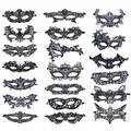 Set of 18 elegant black lace masquerade masks for Halloween or parties. - 20 Pcs (Set)