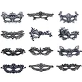 Variety pack of 12 elegant black lace masquerade masks for Halloween and parties - 12 Pcs (Set)