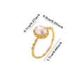 Elegant golden titanium steel ring with oval pearl inlay and dimensions - White Artificial Pearl/Cat Eye Stone (Oval)