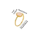 Gold titanium steel ring with oval pink stone and 17mm inner diameter - Light Pink Artificial Stone (Oval)
