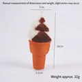 Detailed size view of a slow rebound PU ice cream cone squishy toy for stress relief - Large Torch / Brown