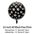 22-inch 4D aluminum foil balloon with black base and white paw print pattern - 22 Inch 4D Black Cat Paw Print
