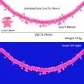 2m pink neon star tinsel garland decoration with detailed size measurements and UV light effect - 2m / Fluorescent Macaron Pink Star Garland