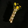 Elegante spilla bouquet a spirale dorata con design portafiori fai-da-te per donne - Stile Texture Goccia di Pioggia a Spirale (WG0-0877) / Senza Fiore / oro kc