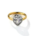 Elegant two-tone pear-cut zircon teardrop ring in polished gold and silver finish - US 6 / Two-tone Gold Silver Water Drop Zircon