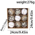 9er Set Weihnachtsbaumkugeln in Kraftbox mit rustikalen Jute- und Schneeflocken-Designs - Champagnergold Perle Schneeflocke Stil (B3) / 9 Stück Packung