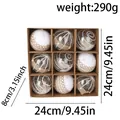 Set aus 9 transparenten Weihnachtskugeln mit Hanfseil-Dekor in einer 24x24cm Box - Weiß Plüsch Spitze Hanf Stil (D2) / 9 Stück Packung