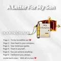 Collar de libro grabado de acero de titanio con carta para hijo - Estilo Hijo Campeón / Bicolor (33-1)