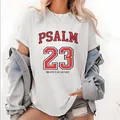 T-shirt décontracté en coton blanc pour femme avec imprimé religieux Psaume 23 - S / Hauts / Blanc