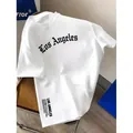 White pure cotton short sleeve T-shirt featuring Los Angeles gothic letter printing design - S / Tops / White (Los Angeles Style 3)